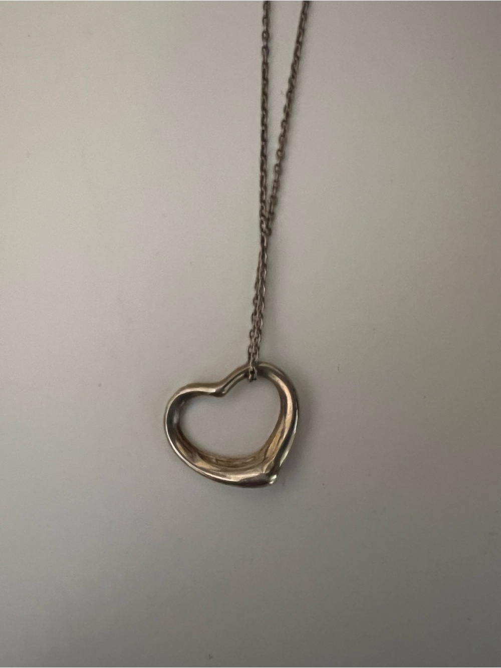 Tiffany & Co. Open Heart Pendant Necklace - Silver Tone (Smaller)